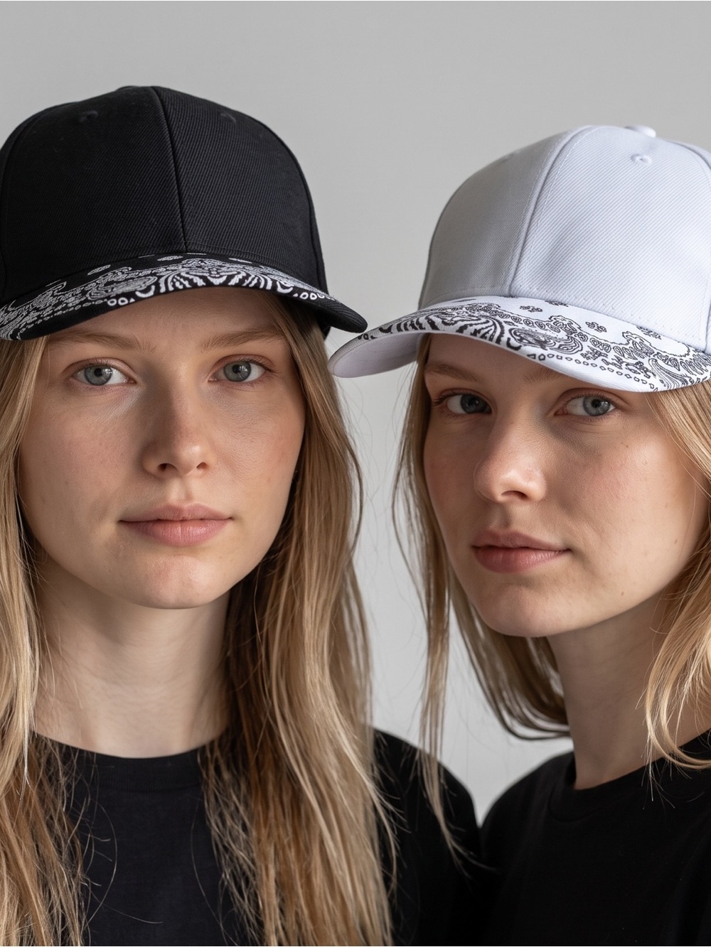 Ardene 2 Black & White Paisley Brim Baseball Caps